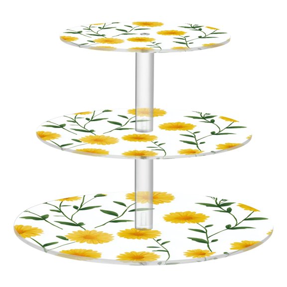 Cupcake Dessert Display Holder Tower Decorations For Party Wedding Birthday Anniversary Yellow Daisies Green Stems