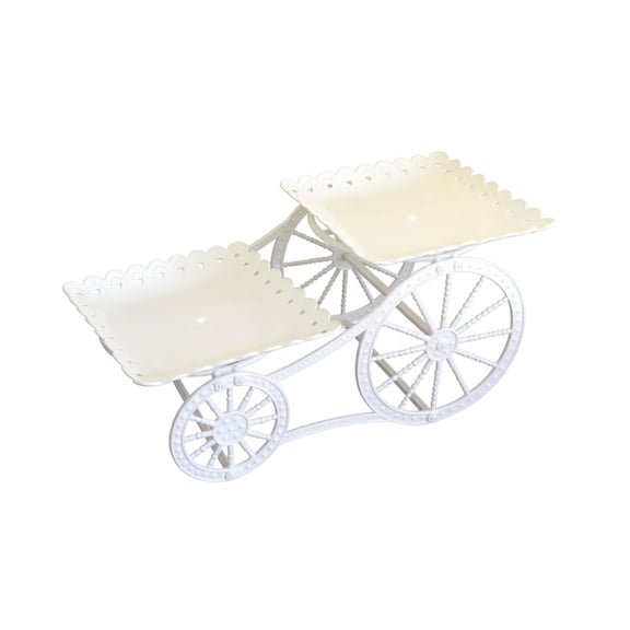 Cupcake Display Stand White 2 Tier Candy Cart with Wheels for Party Dessert Display Centerpiece Stand 1 Piece