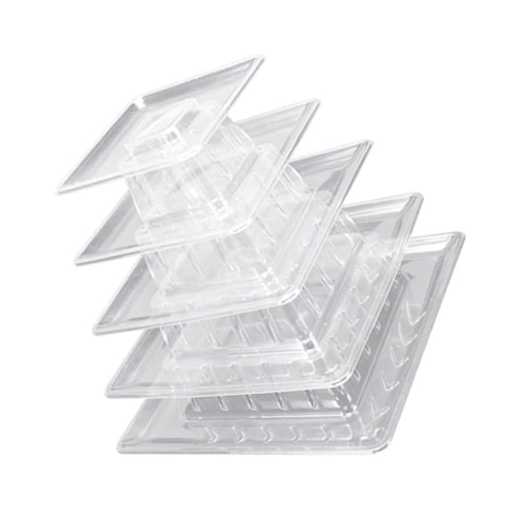 Cupcake Display Tower Clear 5 Layer Square Dessert Stand, Stacked Presentation Shelf for Wedding Table, Pastry Styling, Host Tablescape