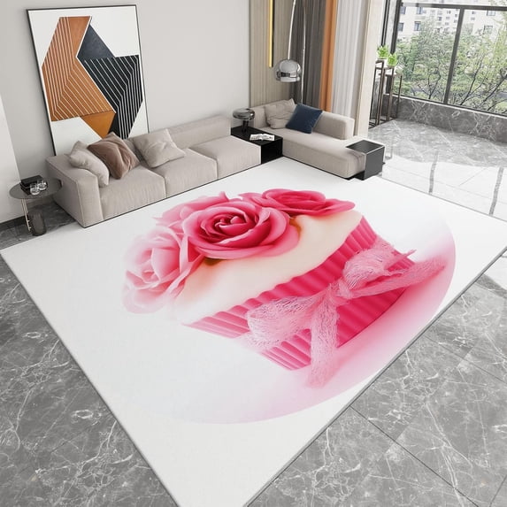 Cupcake Floral Area Rugs, Cupcakes Flowers Carpet, Washable Non Slip ...
