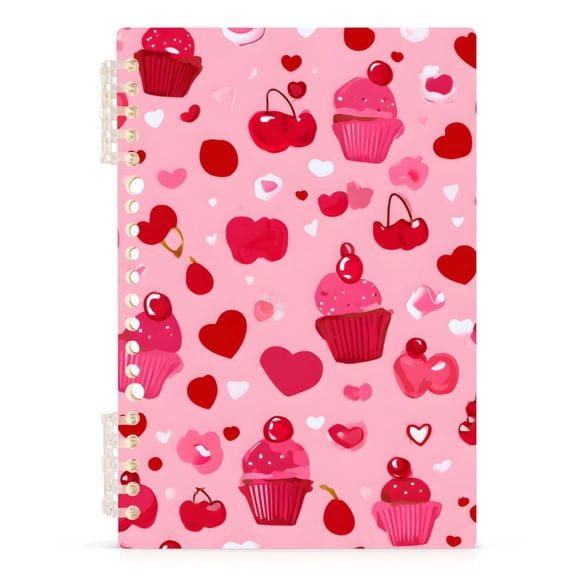 Cupcake Heart Sweet A5 Notebook Refillable 60 Sheets Detachable Ring Binder PP Cover Journal