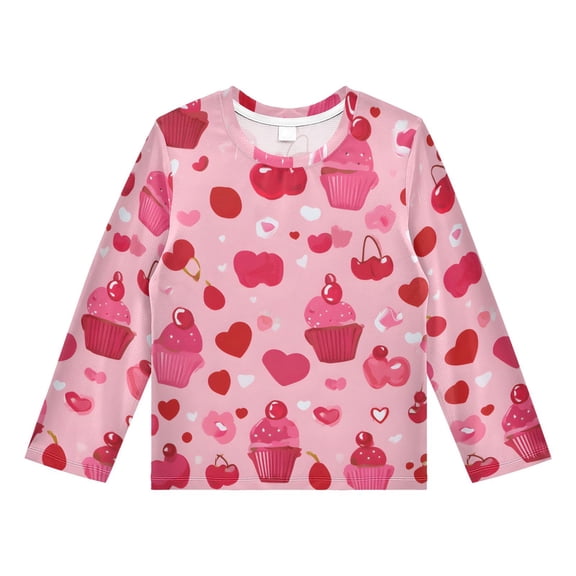 Cupcake Heart Sweet Boys' Rash Guard Shirts UPF 50 Plus Sun Protection Short Sleeve Swim Tees 3T