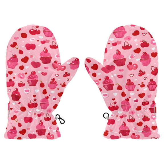 Cupcake Heart Sweet Cold Weather Mittens Cozy Gloves with Adjustable Fit Perfect for Outdoor Fun