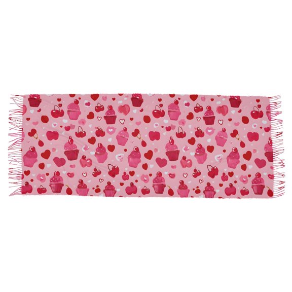 Cupcake Heart Sweet Women's Cold Weather Scarves Lightweight Warm Fashion Scarves, Breathable 86.6''x30.7''