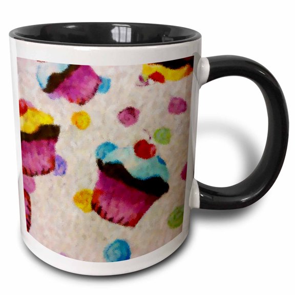 3drose, Cupcake Heaven, 11oz Two-tone Black Mug