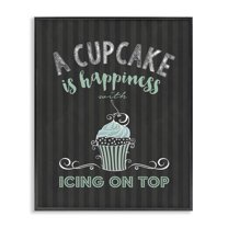 Cupcake Is Happiness with Icing Black Framed Giclee Art, design by Lettered and Lined