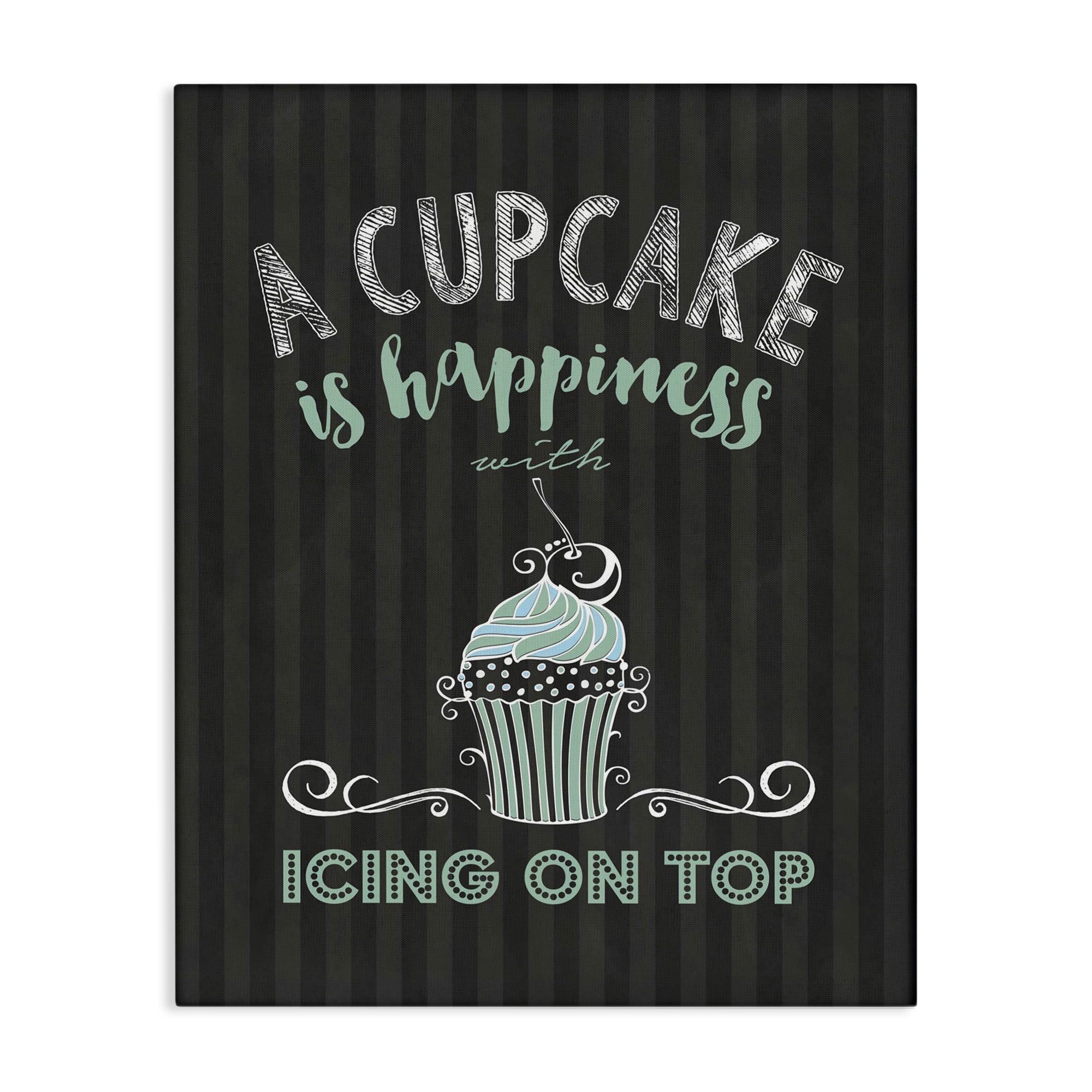 Cupcake Is Happiness with Icing Canvas Wall Art, design by Lettered and Lined