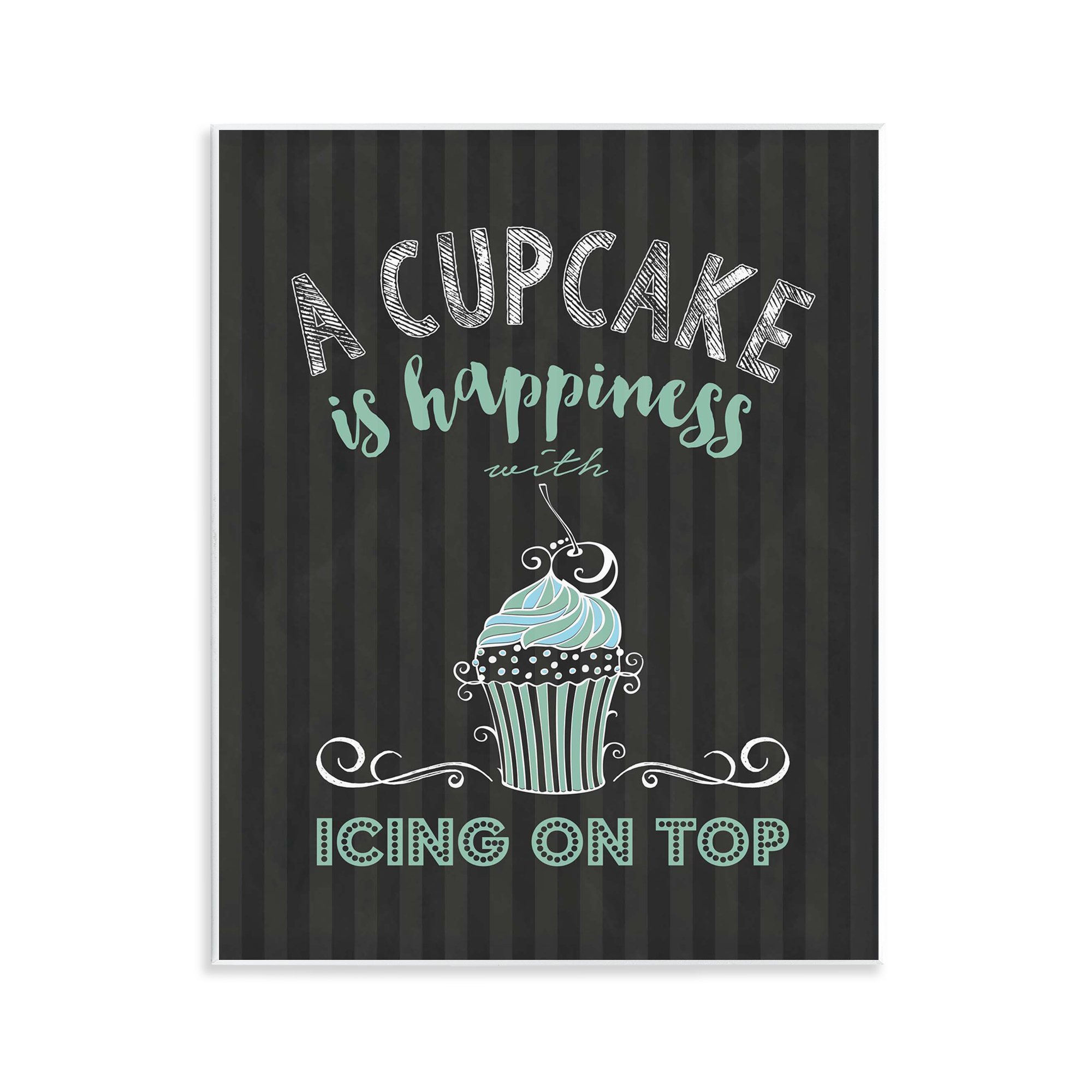 Cupcake Is Happiness with Icing Wall Plaque Art, design by Lettered and Lined
