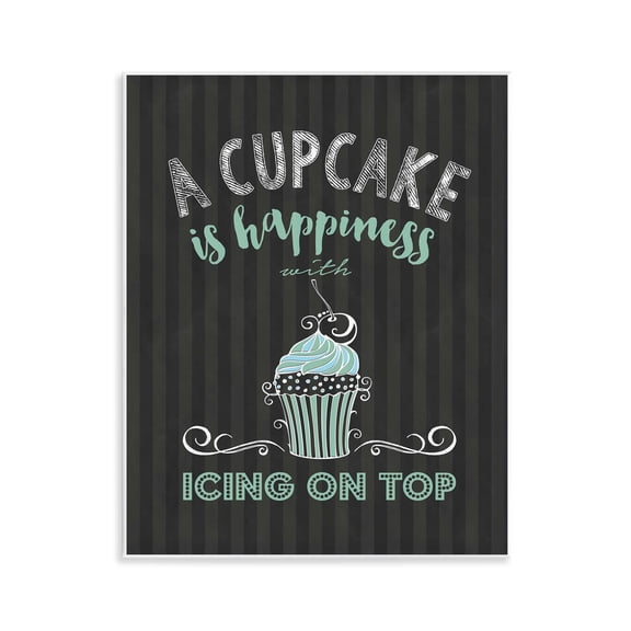 Cupcake Is Happiness with Icing Wall Plaque Art, design by Lettered and Lined