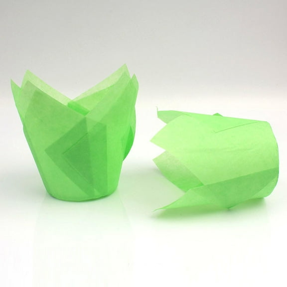 Cupcake Liners Cup Paper Tuli Baking Wrappe Case Cake Muffin Cup Box/ Tulip Cake Cups (50 Pcs) Green