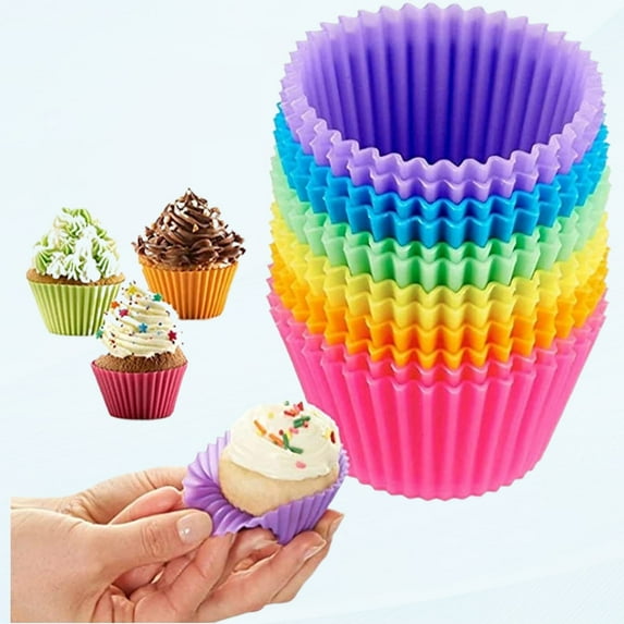 Cupcake Liners, Silicone Baking Cups, Mini Cupcake Liners, Reusable Baking Cups - 12pcs Cupcake Wrapping Molds for Baking, Muffin Wrappers & Dishwasher Safe