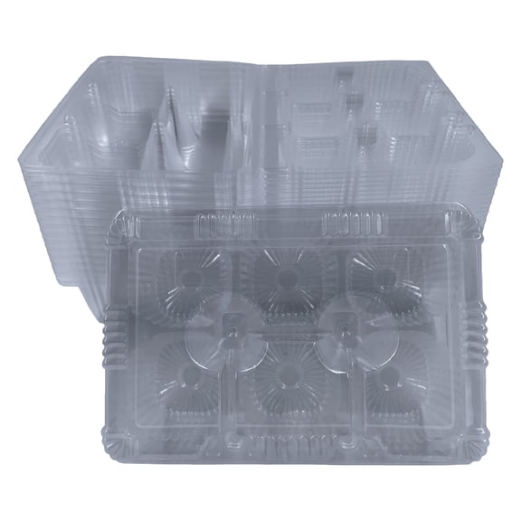 Bits N Things Cupcake / Muffin Container 6 Compartment High Dome Hinged OPS Plastic (40 Count)