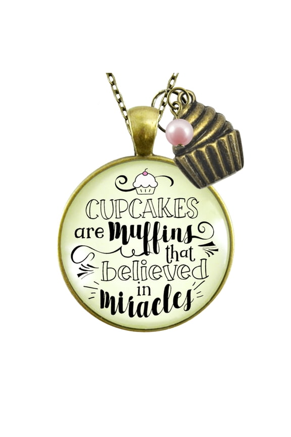 Cupcake Muffins Necklace Gutsy Goodness Bronze Metal Adult Female Metal Jewelry