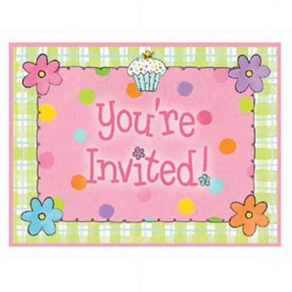 Cupcake Party Glitter Invitations w/ Envelopes (8ct)