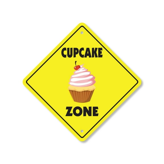 Cupcake Plastic Crossing Sign - 10 Inch X 10 Inch Xing Sign Gift Dessert Food Sweet Treat Frosting Party Birthday Snack Decor Fun Bakery
