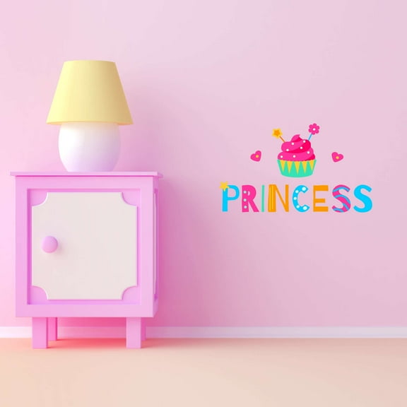 Cupcake Princess Girls Love Beautiful Crown Prince Unicorns Royalty Sweet Dreams Love Story Adore Courtship Decorating Holiday Gift Ideas Bedroom Wall Decal Sticker - Size: 20 In X 12 In