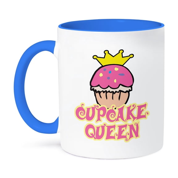 3dRose, Cupcake Queen, 15oz Two-Tone Blue Mug