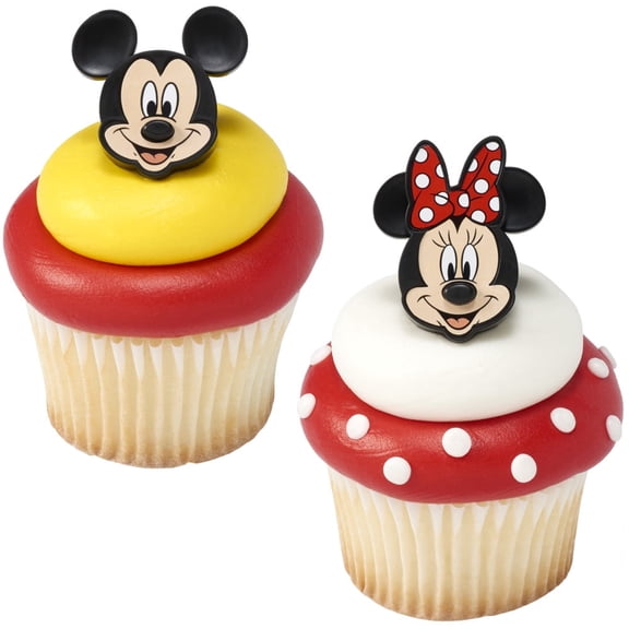 Cupcake Rings with Pink Bow Minnie Character Design 12 Count