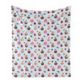 thumbnail image 1 of Cupcake Soft Flannel Fleece Blanket, Valentines Lovers Muffins with Romantic Roses Cherry on Polka Dot Retro Background, Cozy Plush for Indoor and Outdoor Use, 50" x 70", Multicolor, by Ambesonne, 1 of 5