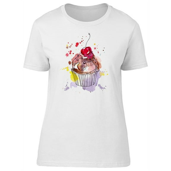 Cupcake Splash Art With Cherry Tee Women's -Image by Shutterstock