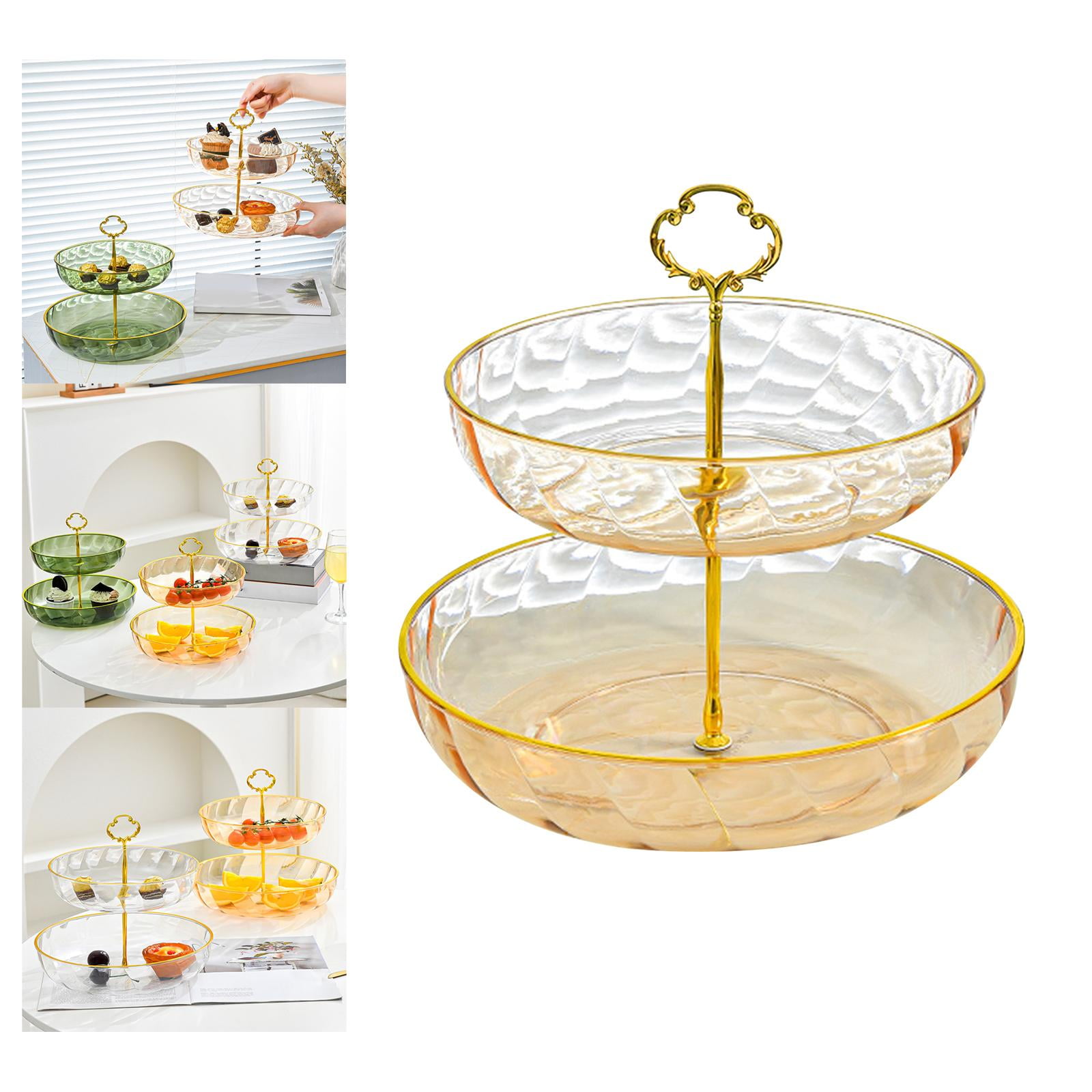 Cupcake Stand 2 Tier Fruit Snack Plates Transparent Dessert Rack Pastry ...