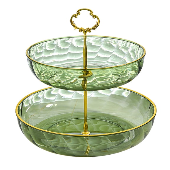Cupcake Stand 2 Tier Serving Tray Transparent Display Plate Dessert Rack Fruit Snack Plates Pastry Holder for Wedding Home Decor Celebration Green