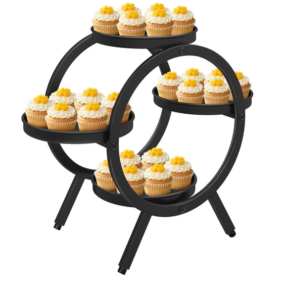 Cupcake Stand for 24 Cupcakes, 3-Tier Ferris Wheel Cupcake Tower Cake Stand Black Metal Dessert Table Display Set Cupcake Display Stand Tiered Tray Stand Serving Tray for Party