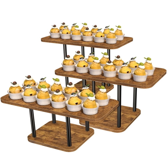 Cupcake Stand for 24 Cupcakes, 3-Tier Ferris Wheel Cupcake Tower Cake Stand Black Metal Dessert Table Display Set Cupcake Display Stand Tiered Tray Stand Serving Tray for Party