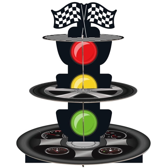 Cupcake Stand, 3-Tier Race Car Design, Space-Saving Cardboard Dessert ...