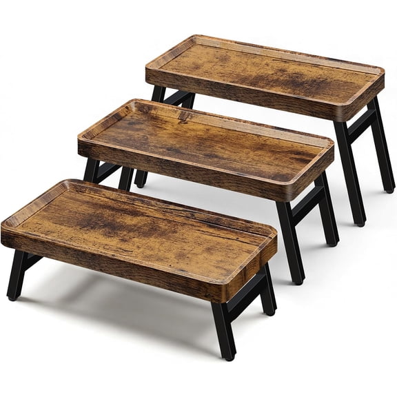 Cupcake Stand, 3 Tier Serving Tray Foldable Tiered Tray Stand Dessert Table Display Set Risers Display Stands Rustic Farmhouse Decor Food Tray for Cupcakes, Charcuterie, Fruit & Veggie