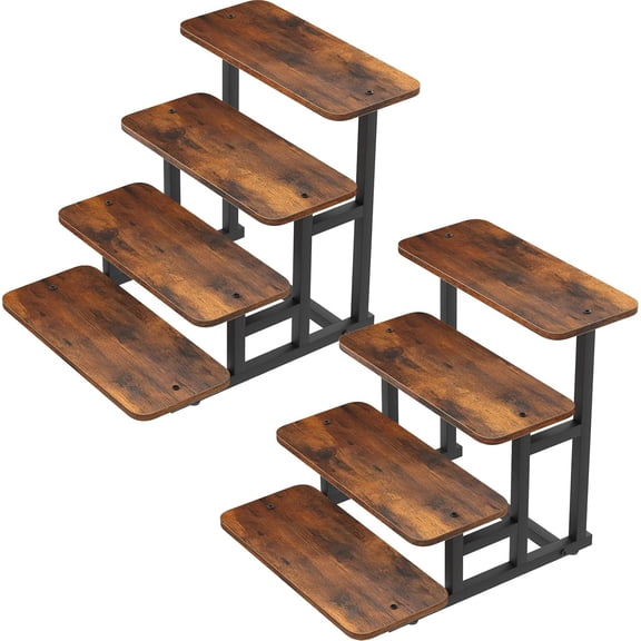 Cupcake Stand, 4 Tier Stand for 50 Cupcakes, Set of 2 Rustic Wood & Metal Dessert Table Display Stepped Tower, Riser Wedding, Party Farmers Market