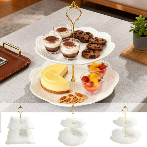Cupcake Stand under $5! Yannianjz 2-Tier Cupcake Stand, Double Layer Dessert Tower, Party Serving Tray for Wedding, Decorative Cake Display, Living Room Snack Platter