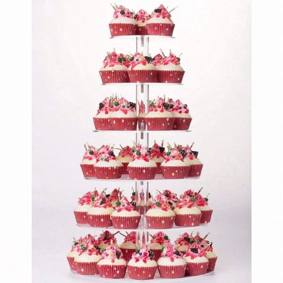 Cupcake Stand 6 Tier Large Cupcake Tower Display Round Cupcake Holder Acrylic Dessert Stand Pastry Display Tree For Party Wedding Baby Shower