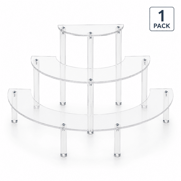 Cupcake Stand Acrylic Risers Display Tier Stand 3 Tier Clear Pastry Display Holders Half Moon Dessert Stand for Collections 1 Pack