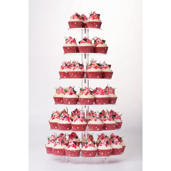 Cupcake Stand, Cupcake Tower Tree, 6 Tier Large Cupcake Holder for Pastry, Clear Cupcake Dispaly Stand with Base for Party, Wedding, Baby Shower