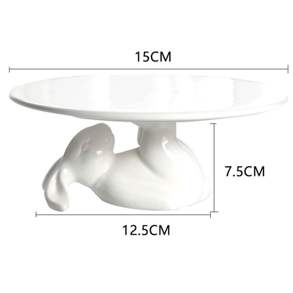 Cupcake Stand, Easter Decorations, Ceramic Dessert Plates for Eggs and Cookies, Bunny Candy Dish Gifts, 6 Inch White