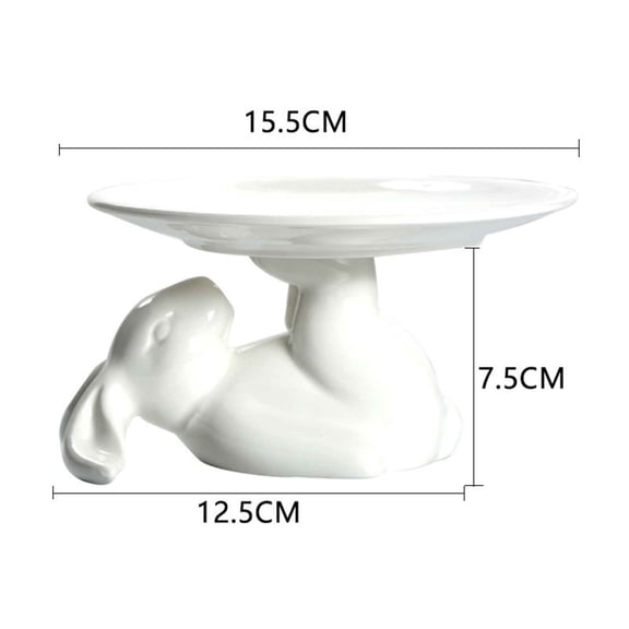 Cupcake Stand,Easter Decorations,Easter Dishes,Ceramic Dessert Plates for Eggs and Cookies,Bunny Candy Dish Gifts,White(B,6 Inch)