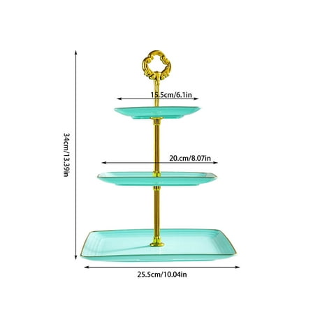 Cupcake Stand with Rim | Plastic Tiered Serving Tray | Rectangle Dessert Tower for Tea Party, Baby Shower & Wedding | Stackable & Easy to Clean | Holds 16-18 Cupcakes per Tier | White & Gold Accents