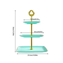 Cupcake Stand with Rim | Plastic Tiered Serving Tray | Rectangle Dessert Tower for Tea Party, Baby Shower & Wedding | Stackable & Easy to Clean | Holds 16-18 Cupcakes per Tier | White & Gold Accents