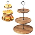 thumbnail image 1 of Cupcake Stand with Serving Tray and Metal Rod Rustic Wooden Tiered Cupcake Stand Decorative Tiered Tray Stand Display Dessert Holder for Home Tea Party Baby Shower Wedding Farmhouse Kitchen Decor, 1 of 7
