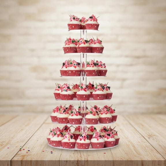 Cupcake Stand, Tier Large Cupcake Tower Display, Round Cupcake Holder, Acrylic Dessert Stand, Pastry Display Tree for Party, Wedding