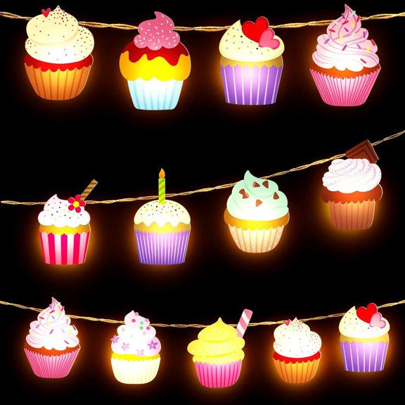 Cupcake String Lights Cupcake Gifts Fairy String Lights for Baby Shower Wedding Two Sweet Birthday Party Decor 20 LED 10 ft Banner Battery Operated for Classroom Nursery Bedroom Candy Suppplies