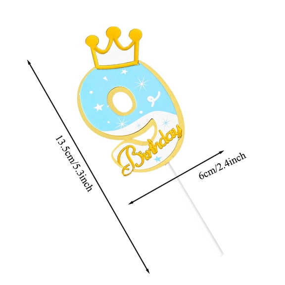 Cupcake Topper Paper Straw Topper Disposable Tableware Light Blue Number Birthday Cake Insert Card, Cake Decoration Insert Card, Desser
