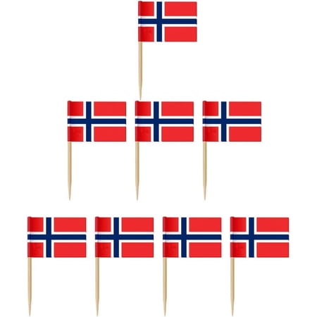 Cupcake Toppers Cupcake Toppers 100Pcs Norway Flag Toothpicks Cocktail Pick Flag Norwegian Flag Picks Mini Small Flag Cupcake Pick Sticks for Dining Room Bar Use Cupcake Ornament Fruit Picks