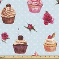 thumbnail image 1 of Ambesonne Cupcake Fabric by the Yard Upholstery, Valentines Lovers Muffins, 1 Yard, Multicolor, 1 of 4