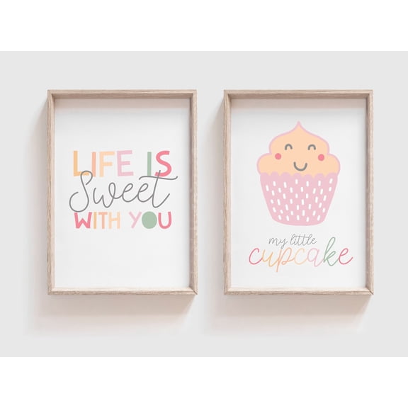 Cupcake Wall Art Nursery Poster Life Is Sweet Poster, , Poster Only