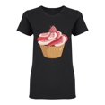 thumbnail image 1 of Cupcake With Raspberries Shaped T-Shirt Women -Image by Shutterstock, Female Large, 1 of 2
