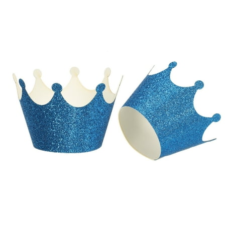 Cupcake Wrappers Paper, 24 Pack Baking Cups Standard Crown Decoration, Blue