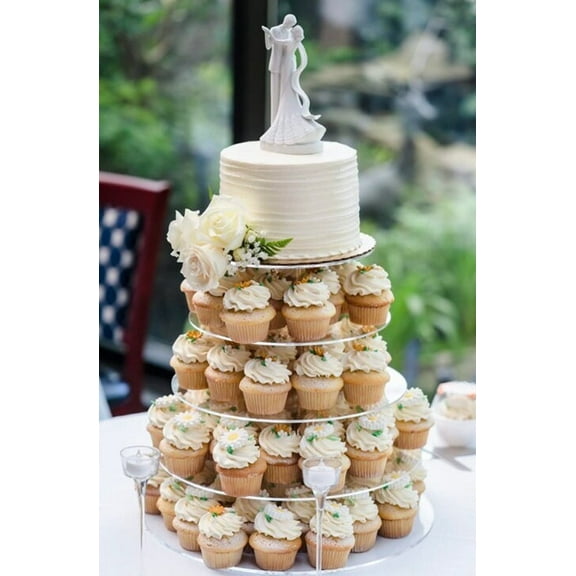 Cupcake and Cake Stand 6, 5, or 4 Tier Large Cupcake Tower Display Round Cupcake Holder Acrylic Dessert Stand Display Tree for Party Wedding
