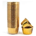 thumbnail image 1 of Cupcake cups, disposable aluminum foil muffin liners, gold cupcake baking cups, aluminum cupcake top pansgolden, 1 of 5